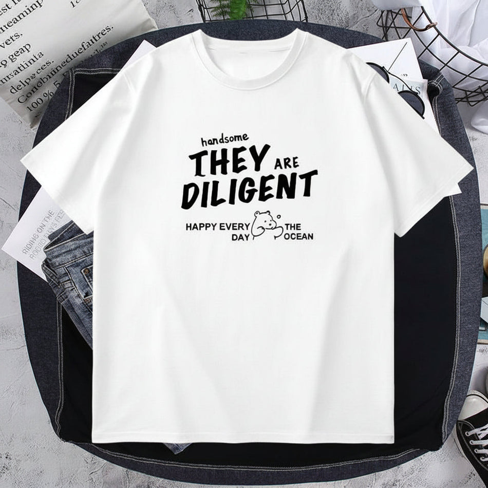 Men's Xinjiang Cotton Loose Fit Crew Neck Casual T-Shirt