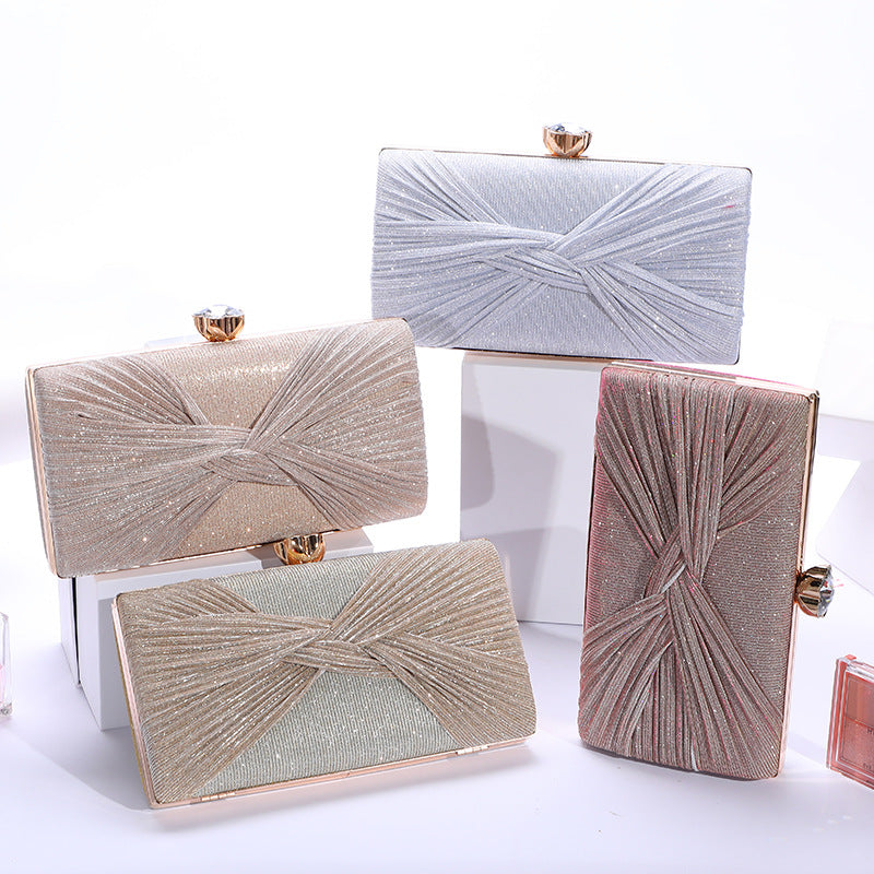 Shiny Pleated Large Capacity Shoulder Crossbody Evening Bag