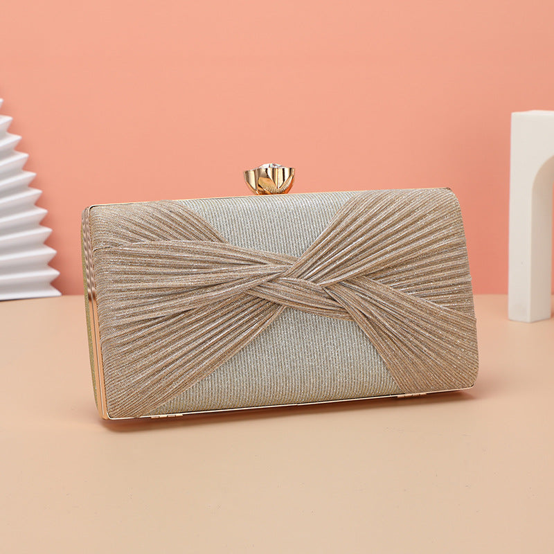 Shiny Pleated Large Capacity Shoulder Crossbody Evening Bag