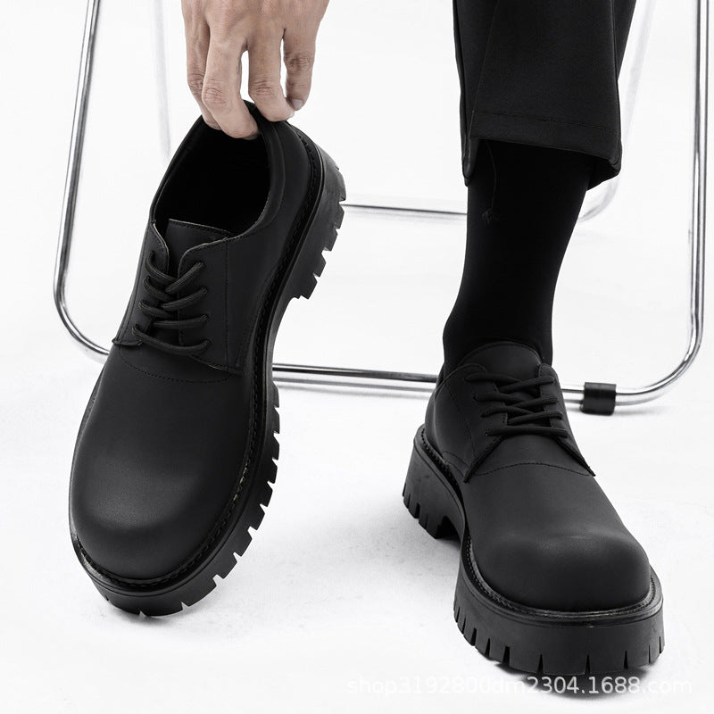 Men's Platform Derby Leather Shoes with Height Increase