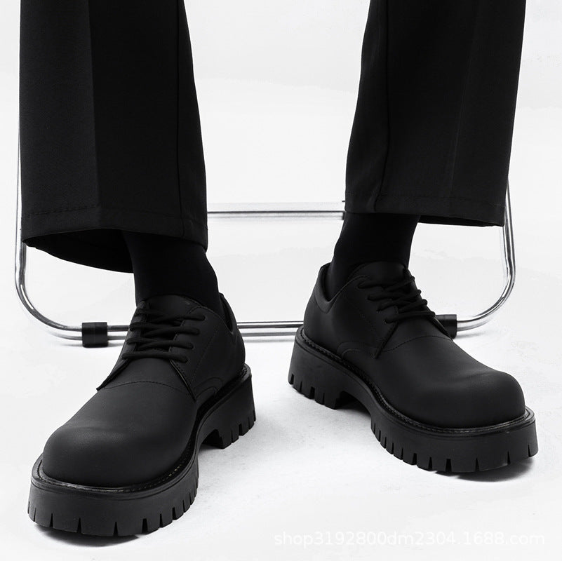 Men's Platform Derby Leather Shoes with Height Increase