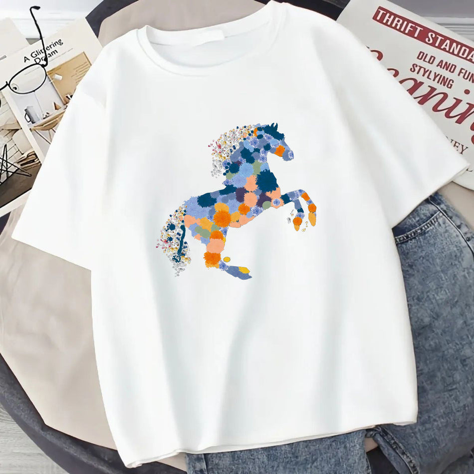 Unisex Anime Print Ice Silk Crew Neck T-Shirt Casual Summer Tee