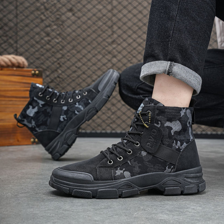 Men's High-Top Lace-Up Retro Work Boots