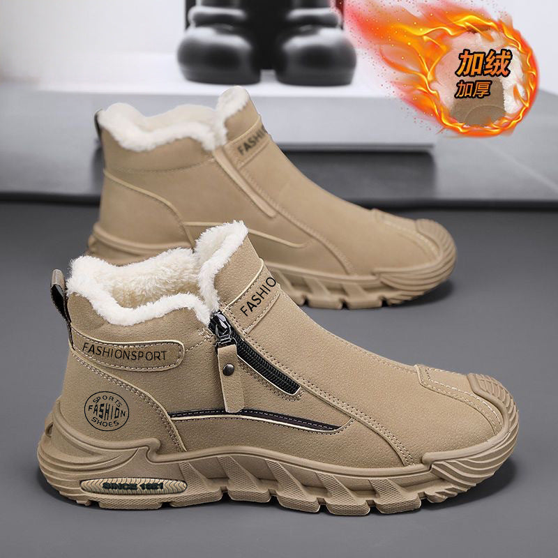 Men's Fleece-Lined Waterproof Work Boots High-Top Safety Shoes