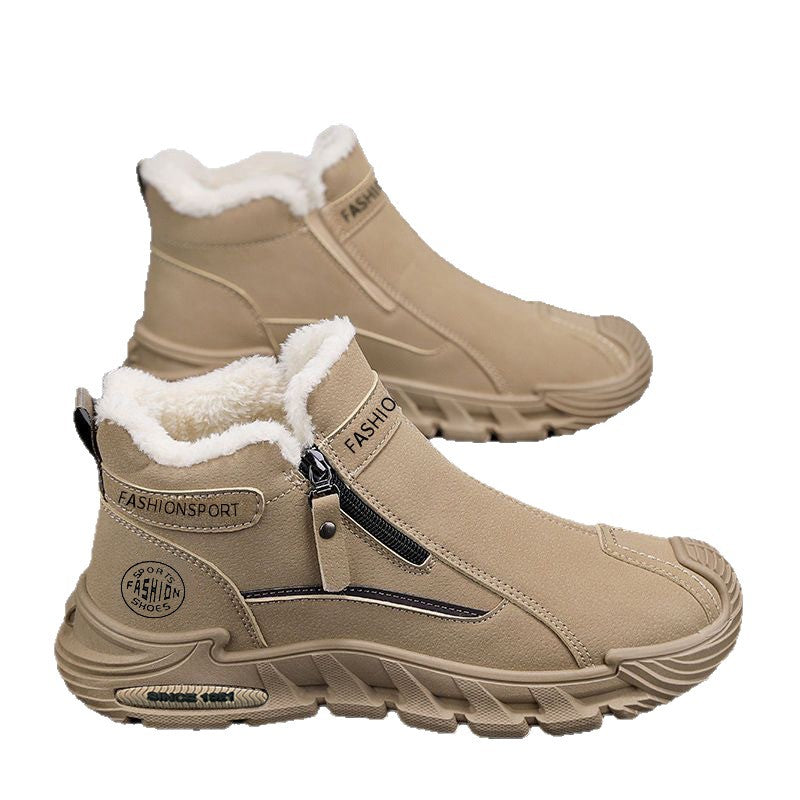 Men's Fleece-Lined Waterproof Work Boots High-Top Safety Shoes