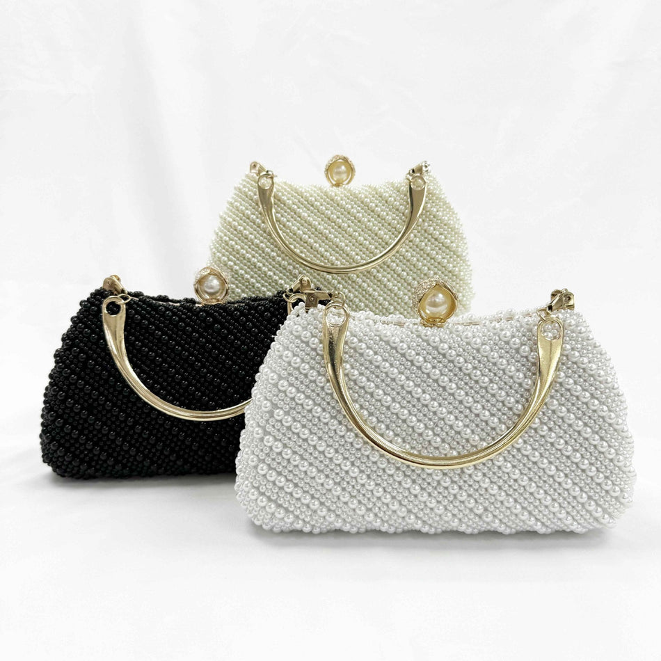Handmade Beaded Pearl Evening Crossbody Bag for Women