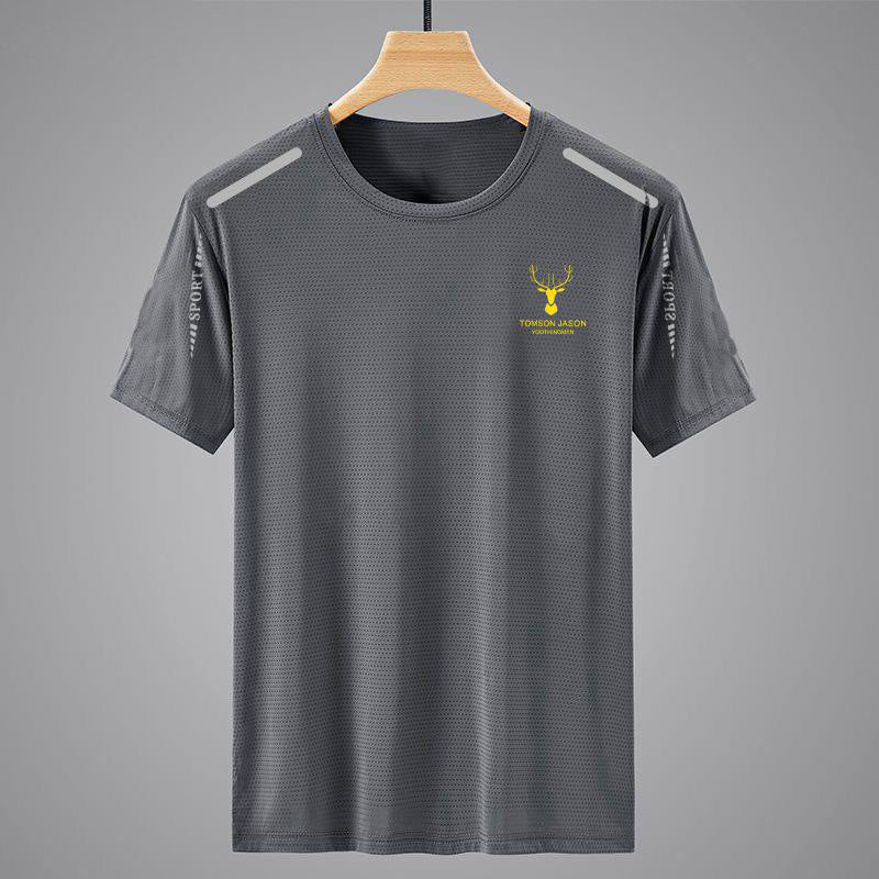 Men's Ice Silk Quick Dry Loose Fit Crew Neck Casual T-Shirt