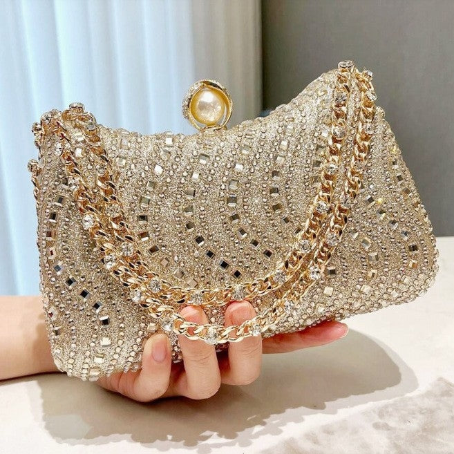 Rhinestone Chain Evening Handbag for Women Party Clutch