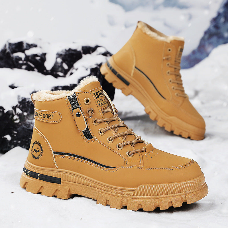 Men's Fleece-Lined High-Top Martin Boots Winter Warm Shoes