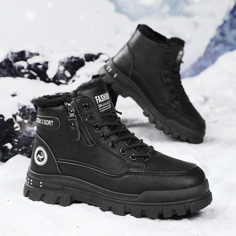 Men's Fleece-Lined High-Top Martin Boots Winter Warm Shoes