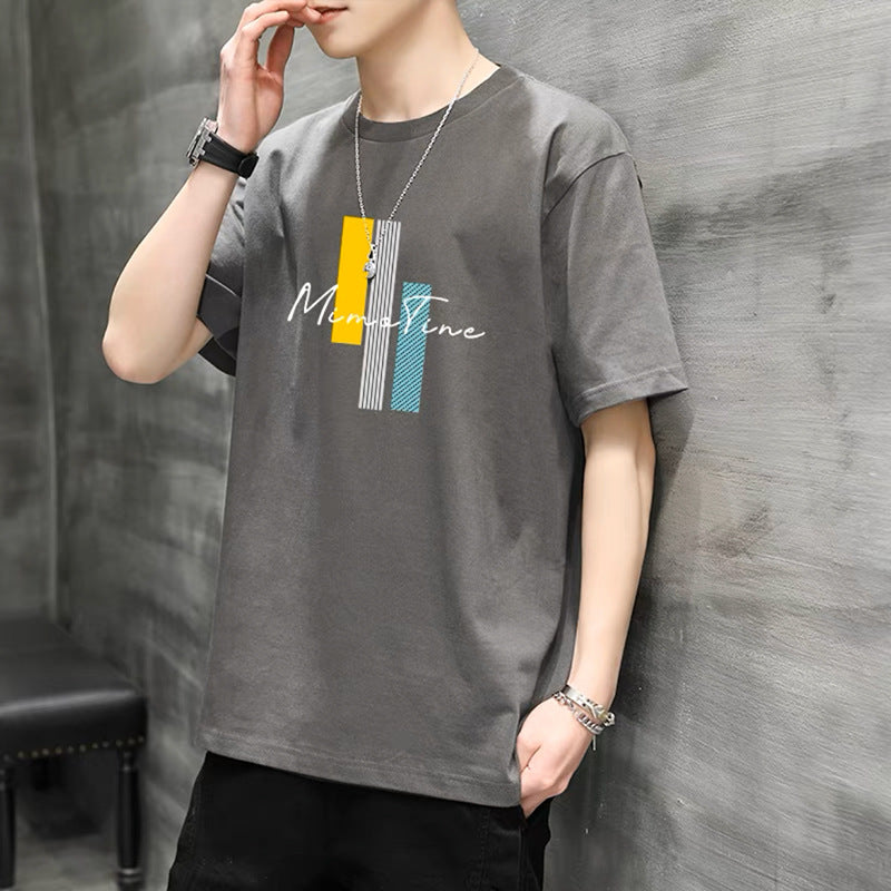 Men's Milk Silk Gradient Crew Neck Slim Fit Casual T-Shirt