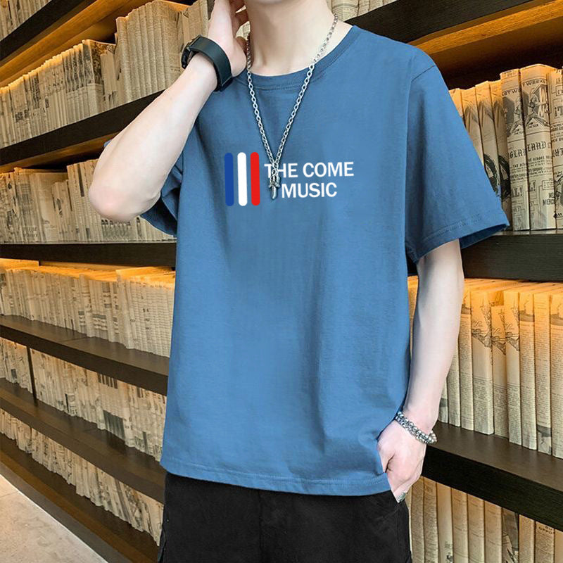 Men's Breathable Crew Neck Printed Loose Fit Casual T-Shirt