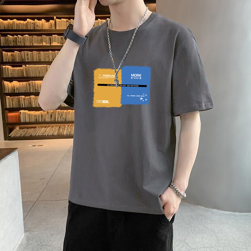 Men's Breathable Crew Neck Printed Loose Fit Casual T-Shirt