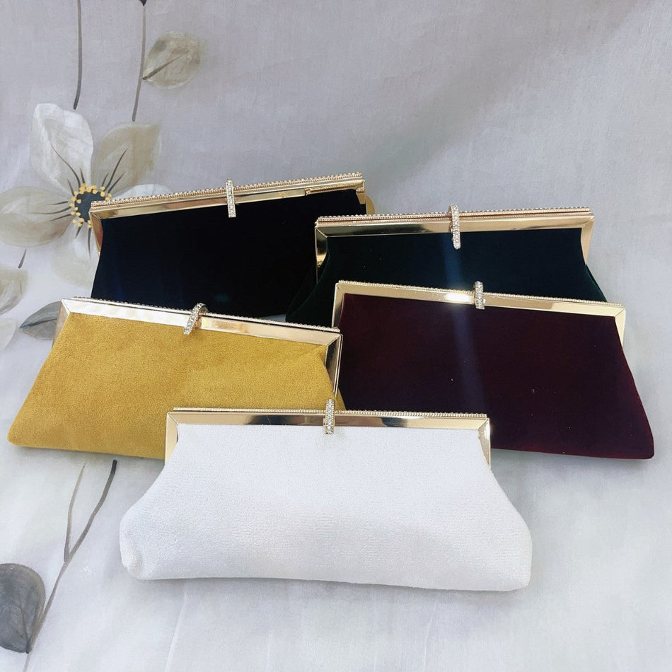 Velvet Rhinestone Evening Clutch Bag for Women Banquet