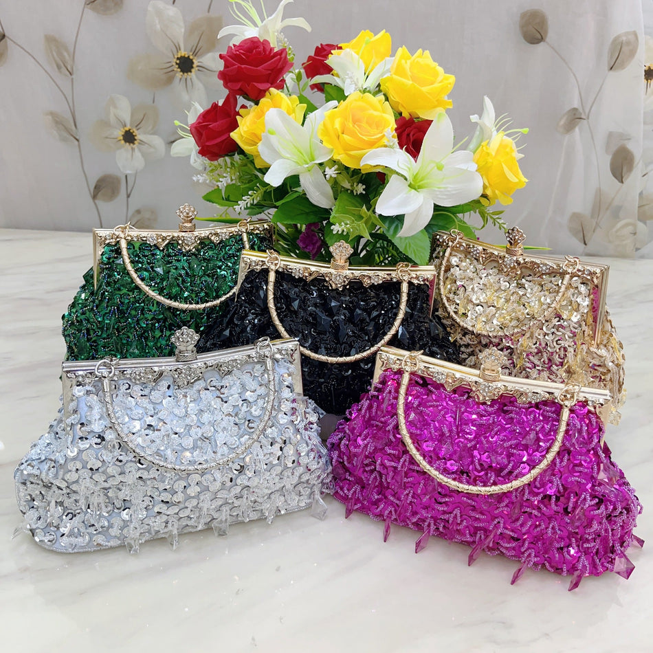 Retro Handmade Beaded Evening Embroidered Clutch Bag