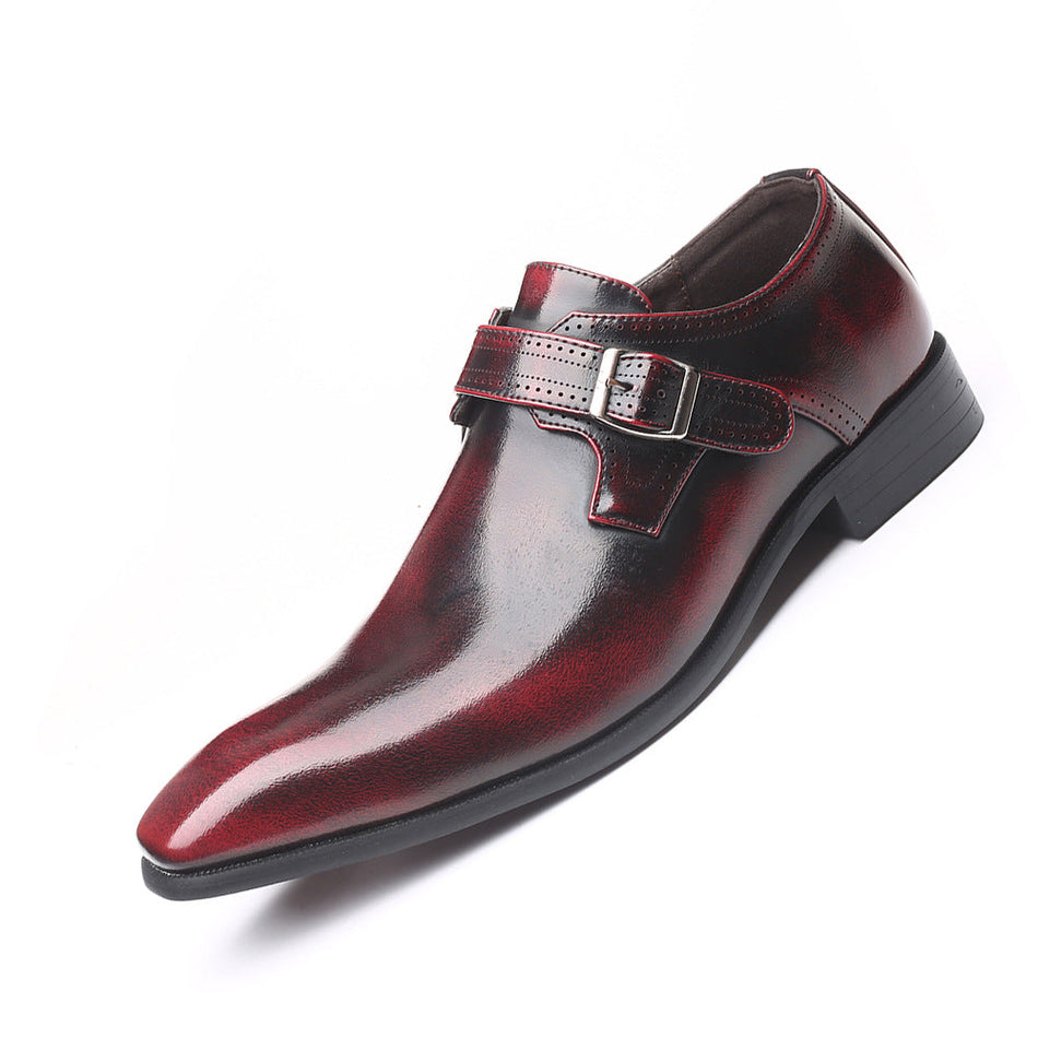 Mens Square Toe Leather Business Casual Formal Shoes Large Size