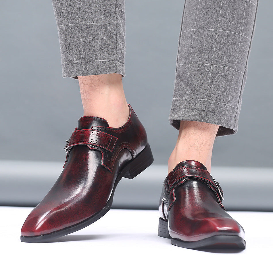 Mens Square Toe Leather Business Casual Formal Shoes Large Size