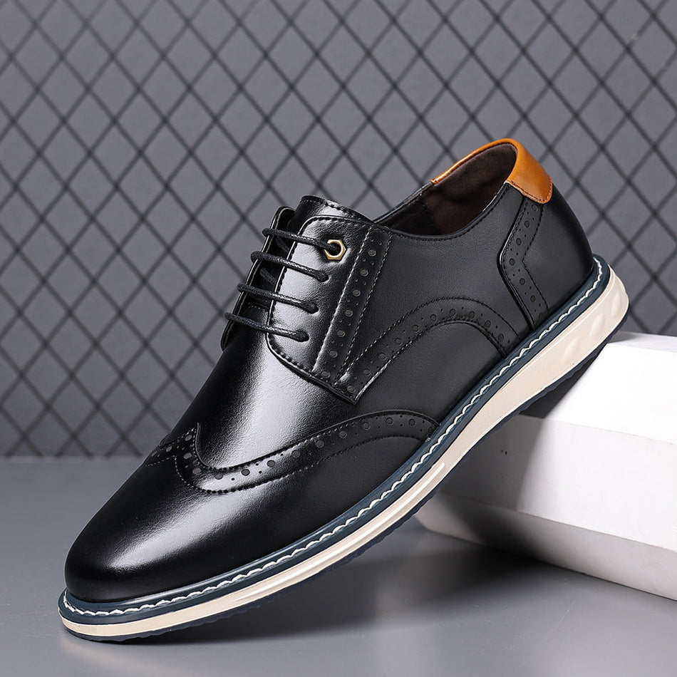 Mens British Derby Brogue Leather Formal Casual Shoes Handmade