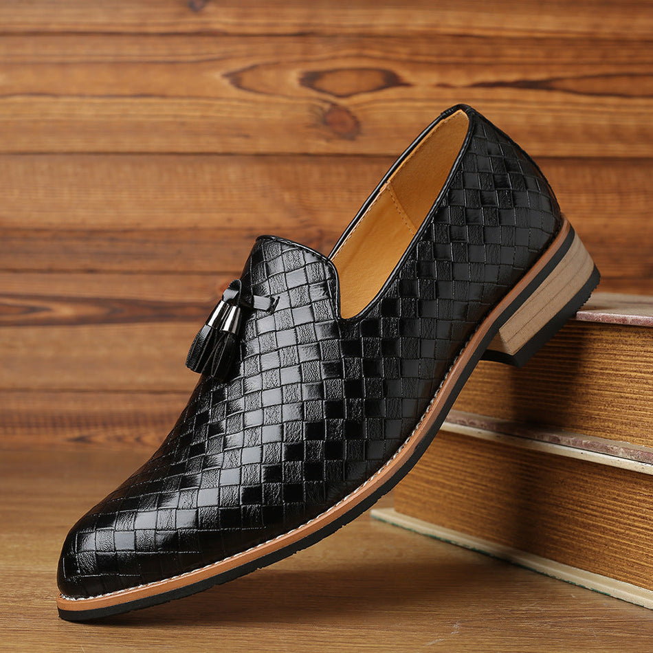 Mens Black Soft Sole Leather Business Casual Shoes British Style