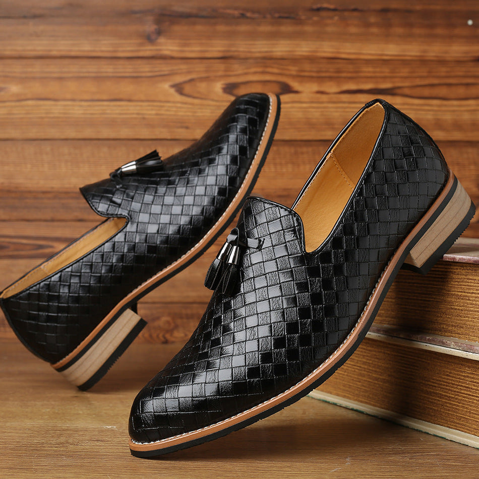 Mens Black Soft Sole Leather Business Casual Shoes British Style