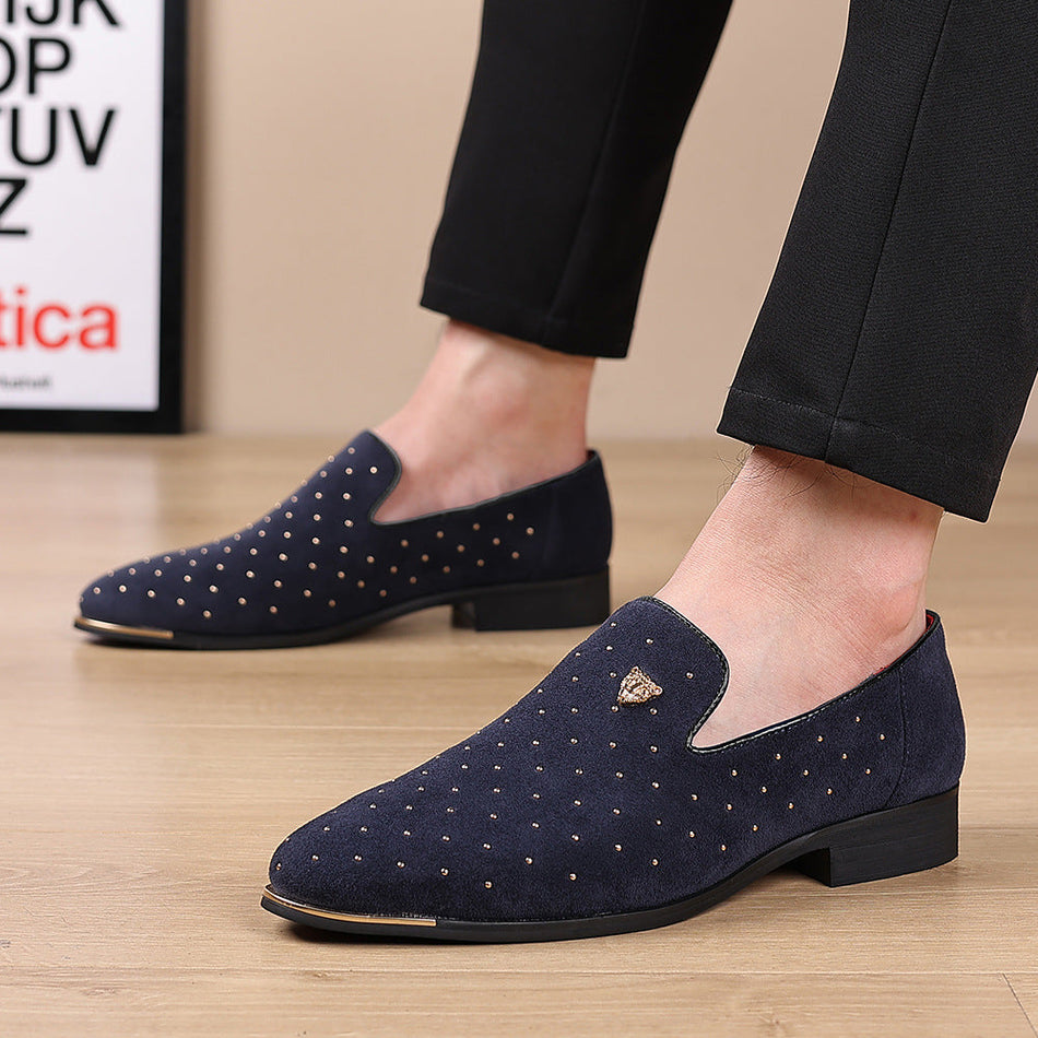 Mens British Style Rubber Sole Slip-On Leather Loafers