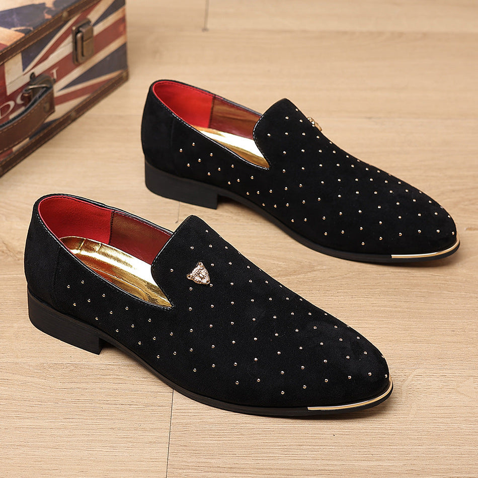 Mens British Style Rubber Sole Slip-On Leather Loafers