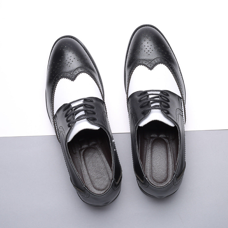 Mens British Brogue Color Block Leather Dress Shoes Large Size