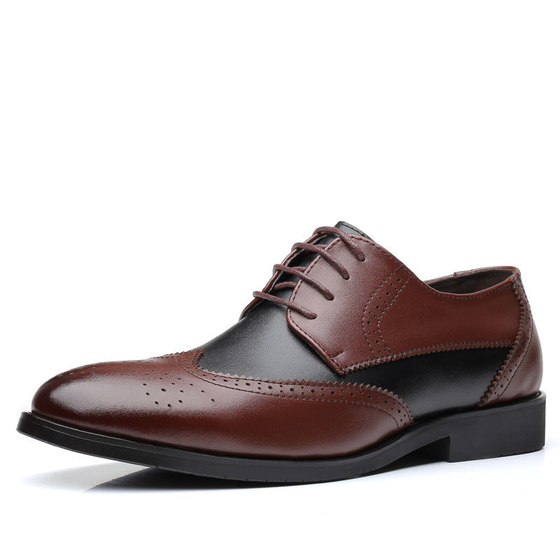 Mens British Brogue Color Block Leather Dress Shoes Large Size