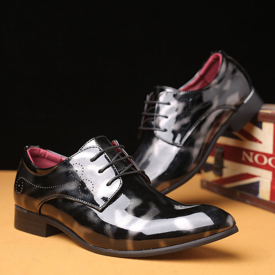 Mens Pointed British Business Leather Formal Shoes Large Size