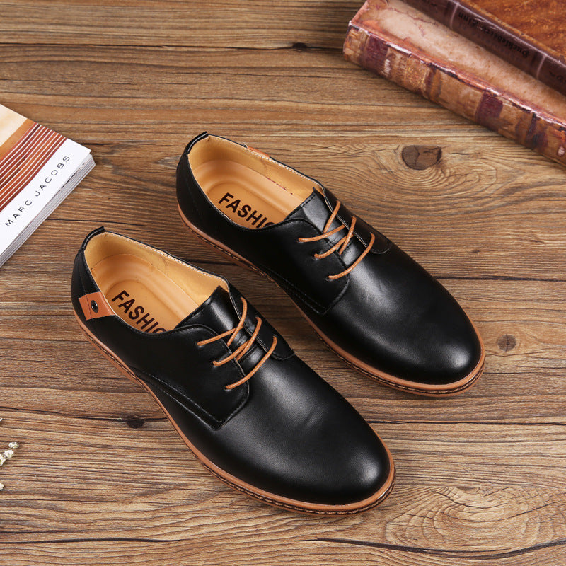 Mens Casual Leather Sneakers Business Style Large Size Shoes