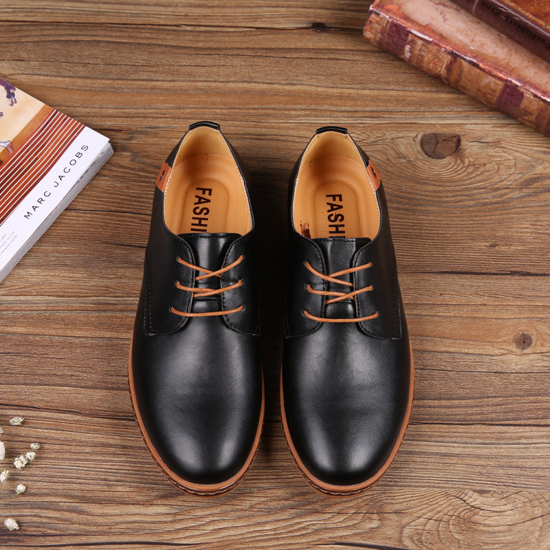 Mens Casual Leather Sneakers Business Style Large Size Shoes