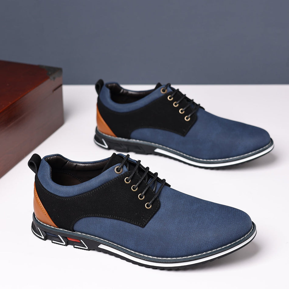 Mens Retro Round Toe Leather Lace Up Casual Shoes Non Slip