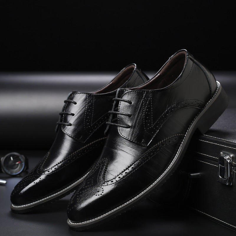 Mens Brogue Leather Lace Up Business Formal Casual Shoes