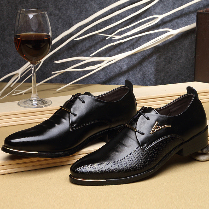 Mens Pointed Toe Leather Business Formal Shoes Large Size