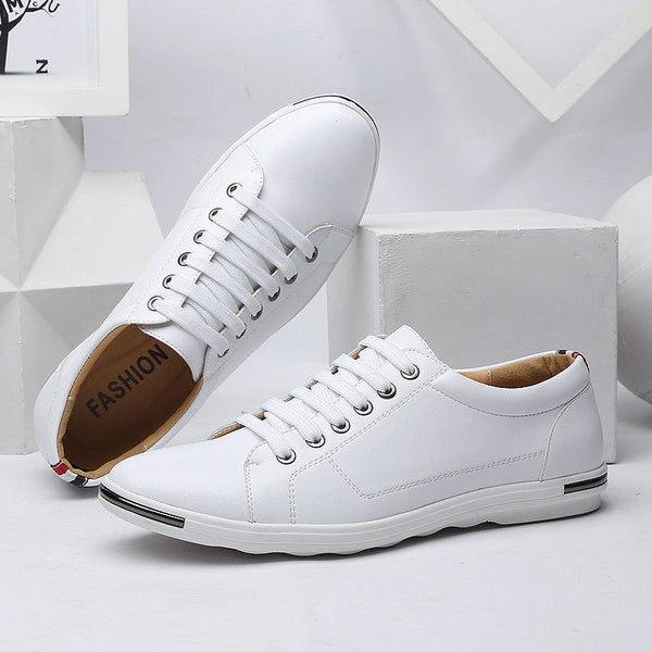 STOCK-Mens Breathable Leather Lace Up Casual Shoes Large Size