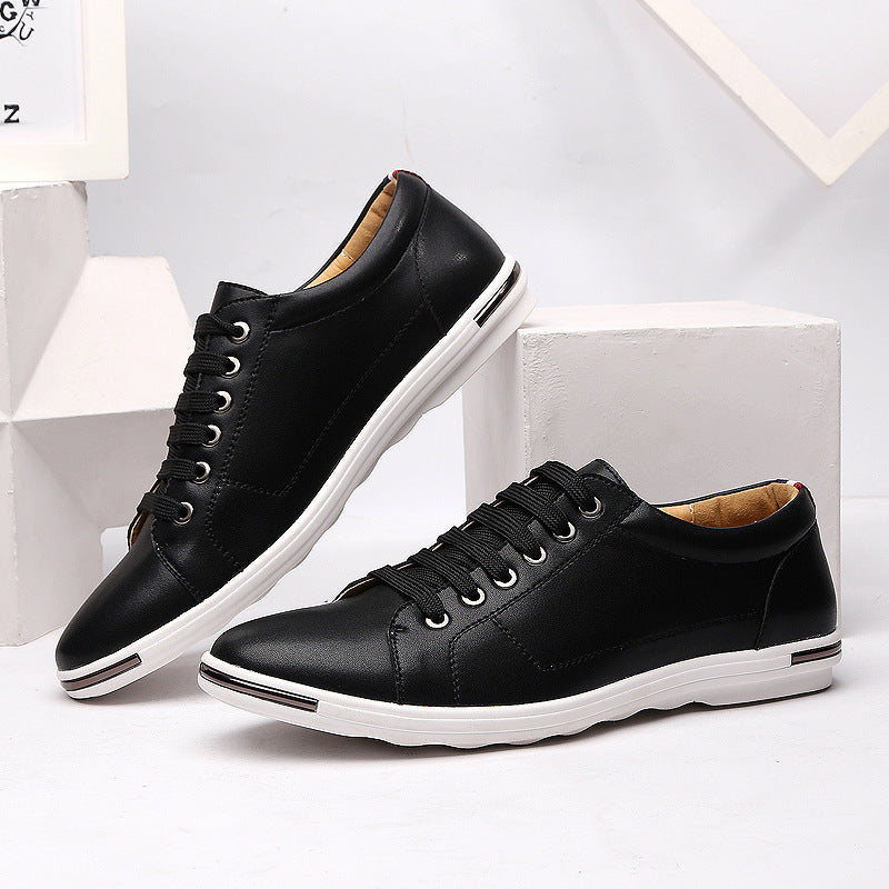 Mens Breathable Leather Lace Up Casual Shoes Large Size Fashion
