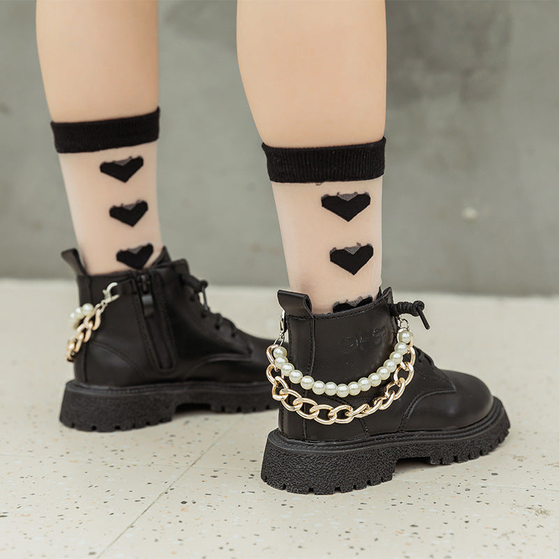 Girls Martin Boots Soft Sole Short Leather Boots Autumn Winter