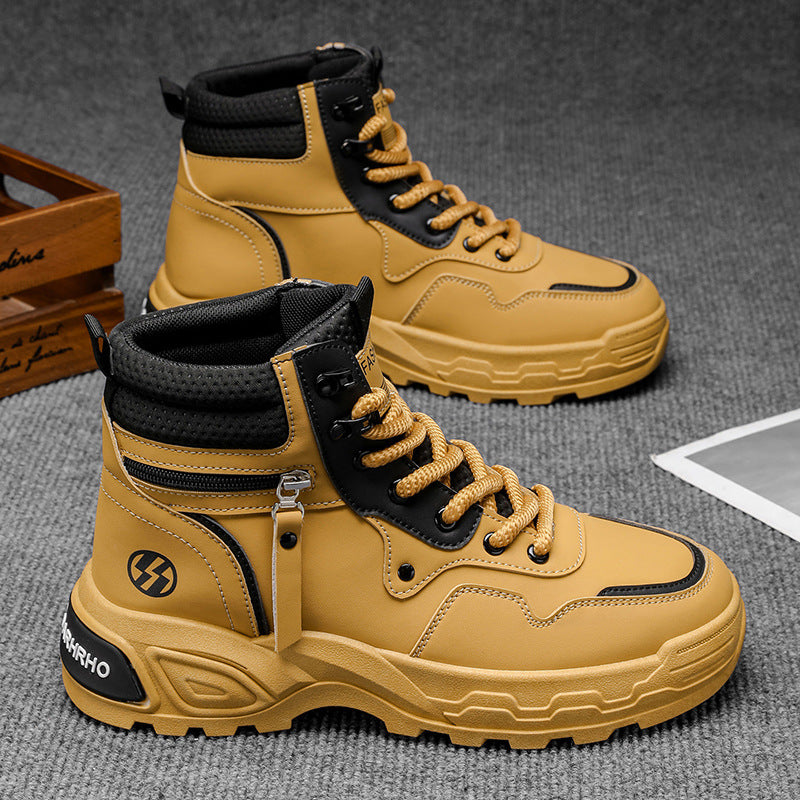 Men's High-Top Martin Boots Height Increasing Casual Leather