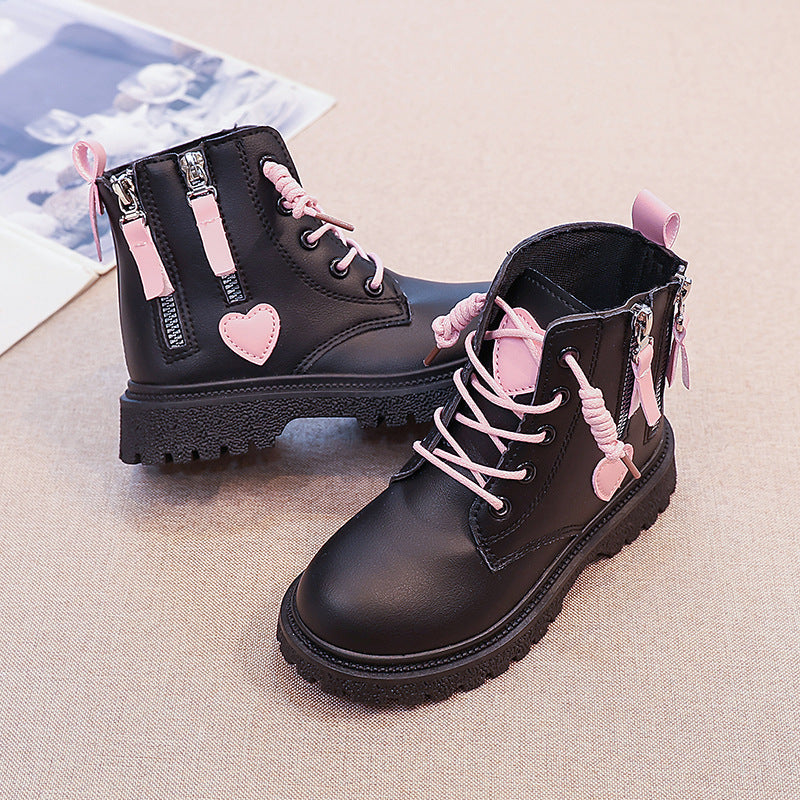 Girls Martin Boots Short Leather Princess Boots Winter Style