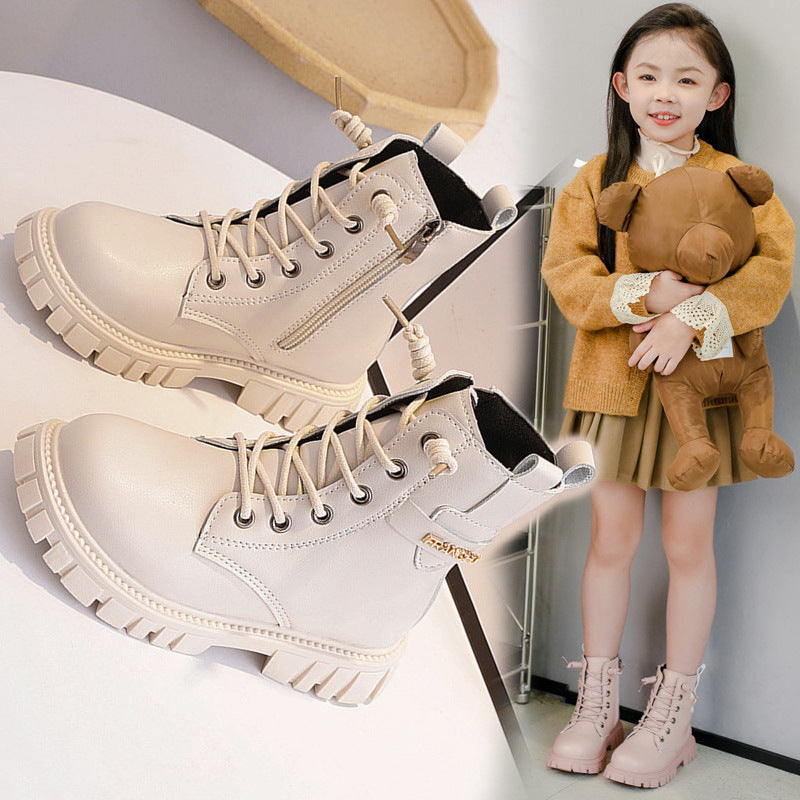 Girls Korean Style Princess Leather Short Boots Kids Autumn