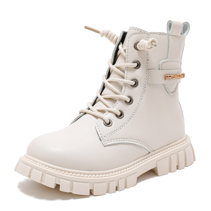 Girls Korean Style Princess Leather Short Boots Kids Autumn
