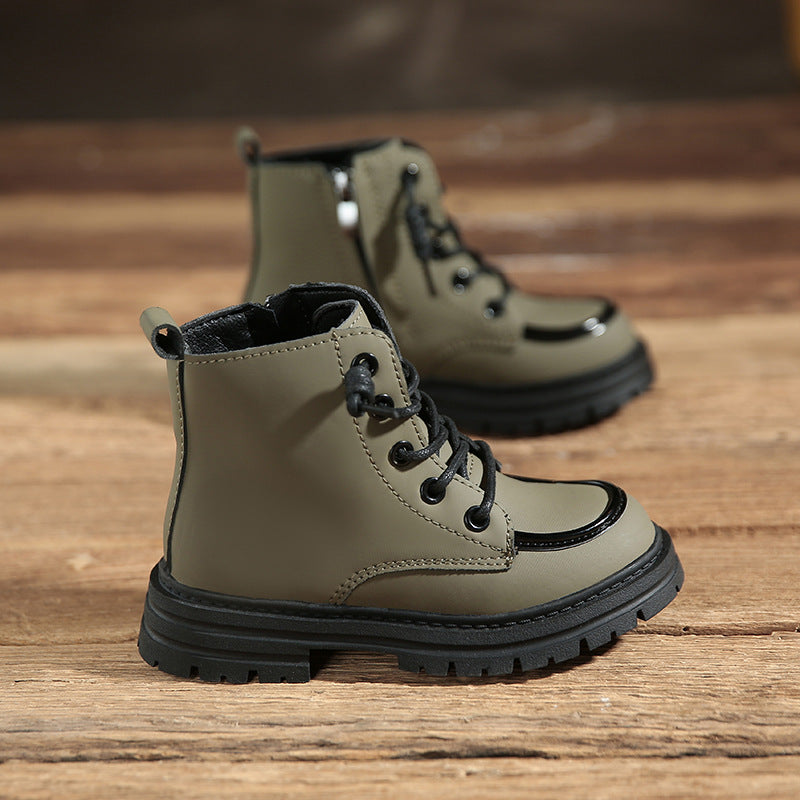 Boys British Style Short Boots Soft Sole Non Slip Autumn Winter