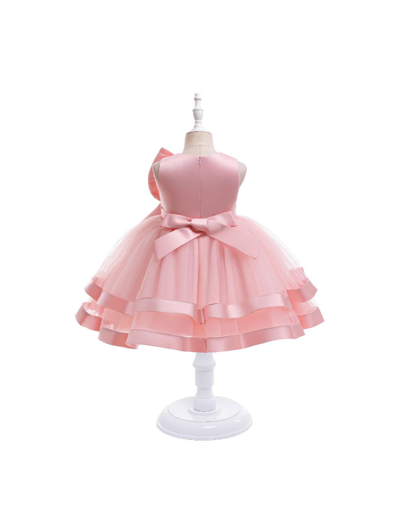 Girls Appliqué Multi Layer Tutu Flower Girl Party Dress
