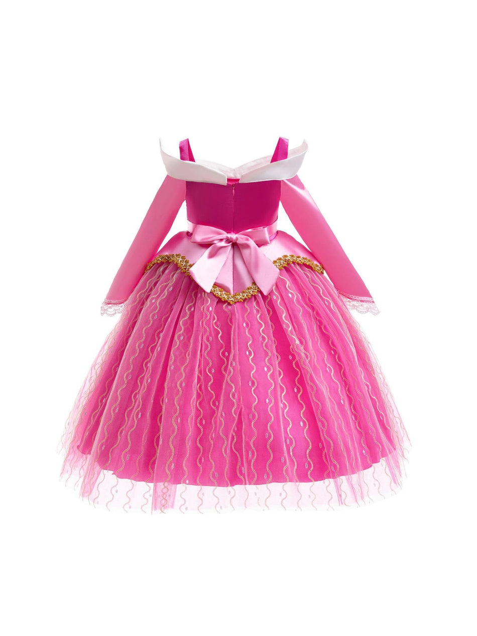 Girls Off Shoulder Long Sleeve Puffy Princess Costume Dress