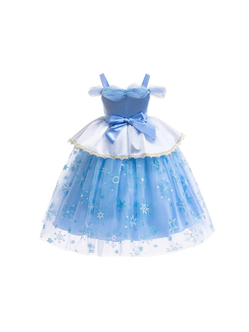Girls Starry Sky Patchwork Tulle Puffy Princess Dress