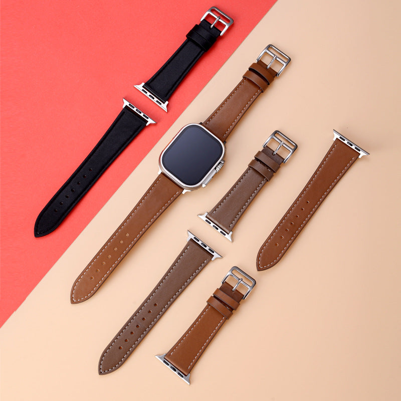 Leather Apple Watch Strap with Pin Buckle Wristband