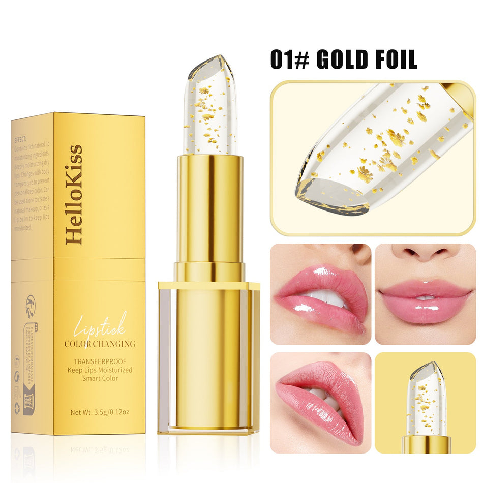 HelloKiss Color Changing Lipstick Hydrating Gold Foil Lip Balm