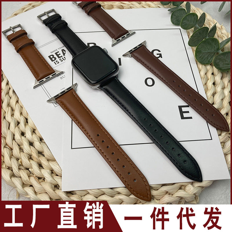 Genuine Leather Apple Watch Strap with Classic Pin Buckle
