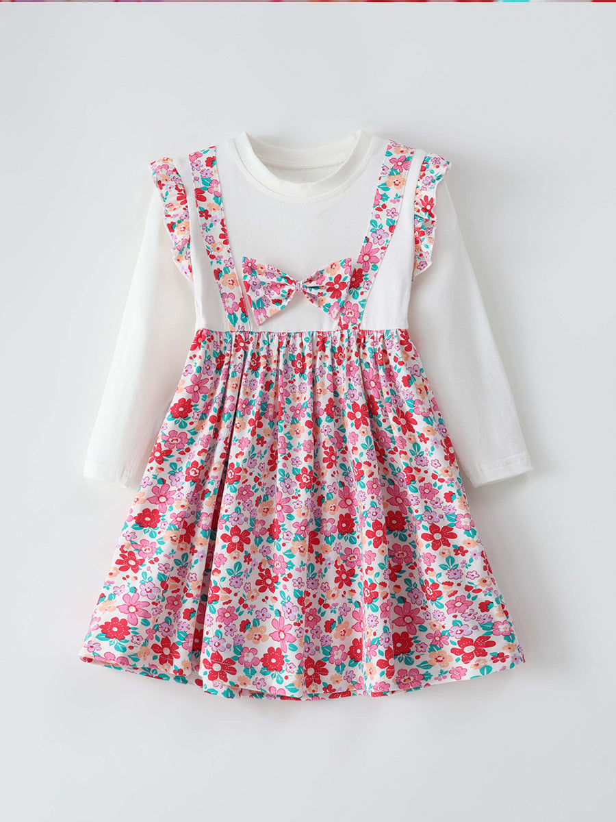 Girls Bow Knot Princess Dress for Ages 2-8 Spring Autumn