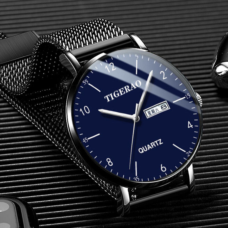 Men's Quartz Steel Watch Luminous Calendar Waterproof Dial